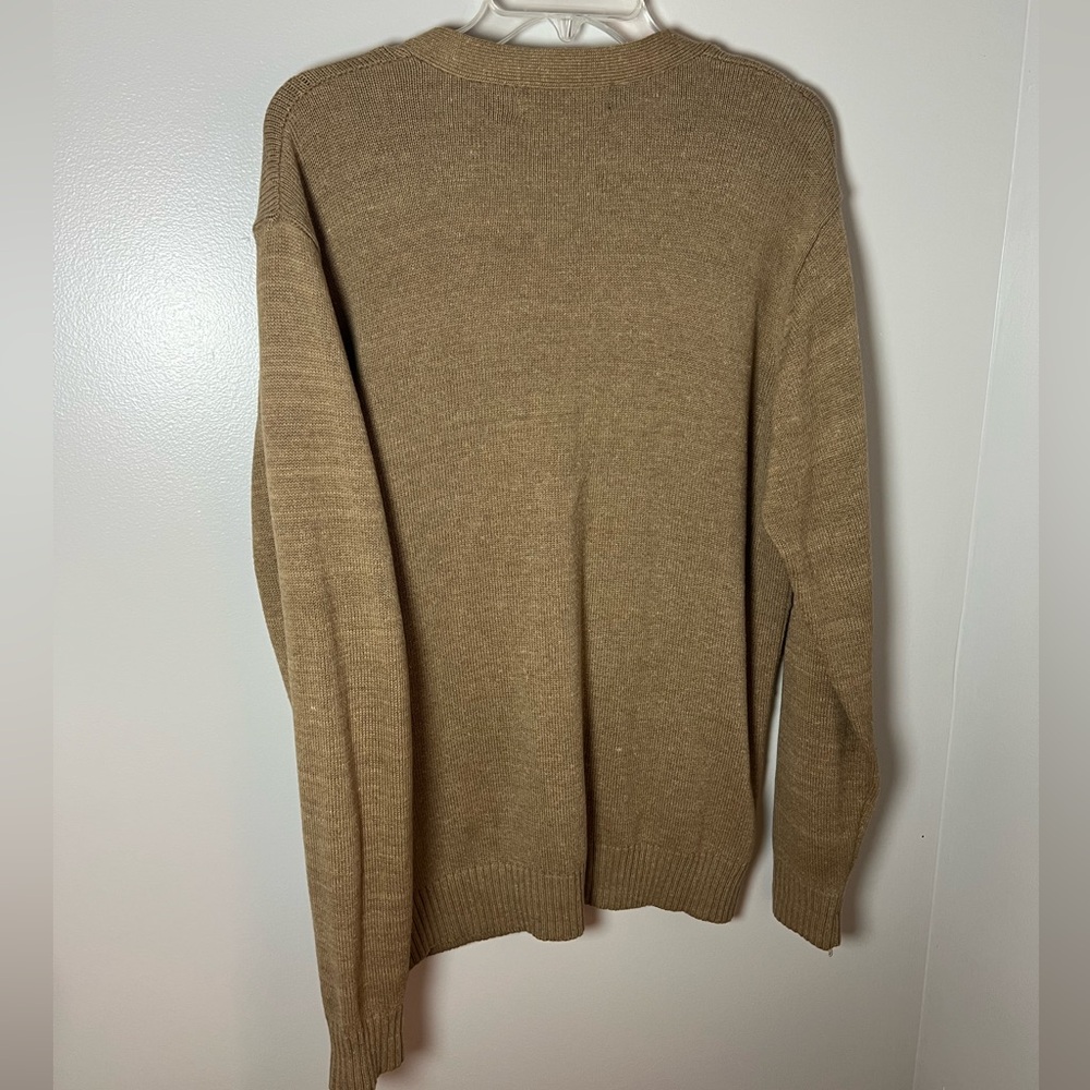 Oscar De La Renta Men’s Cardigan Sweater Tan Button Up Grandpa Old Money Size M - Picture 5 of 5